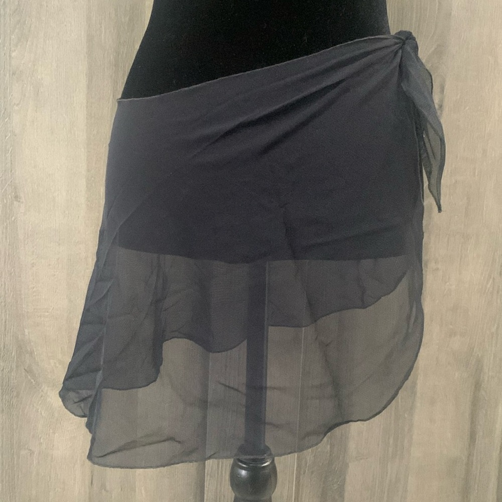 Black Sheer Bathing Suit Beach Wrap Cover up One Size